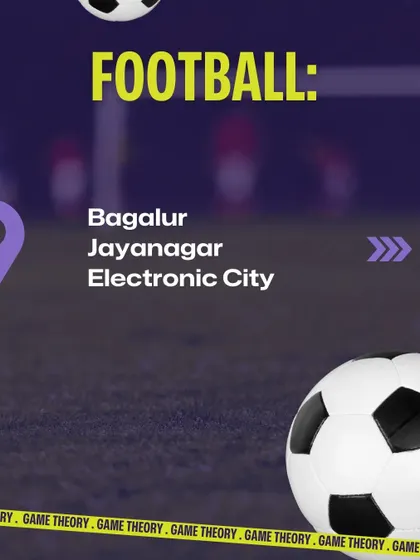 A reminder of our football locations. With turfs in Bagalur, Jayanagar, and Electronic City, a great game is never too far away.