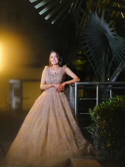 Another angle of the reception look, showing how the makeup looks beautiful in different lighting.