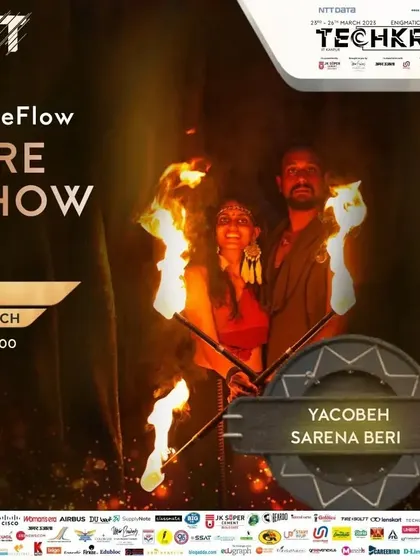 Our fire show announcement for Techkriti at IIT Kanpur. It's an honor to be invited to perform at such prestigious college festivals across the country.