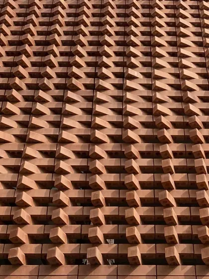A duplicate image of the close-up of the parametric brick facade.
