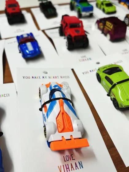 These personalized Hot Wheels favors are the perfect way to say thank you for coming.