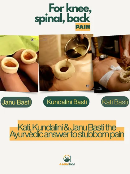 For stubborn aches in your knees, back, or spine, we offer specialized Basti therapies. This ancient Ayurvedic technique involves creating a well of dough on the affected area and filling it with warm, medicated oil. This process deeply nourishes the tissues, lubricates joints, and provides powerful, natural relief from chronic pain and stiffness.