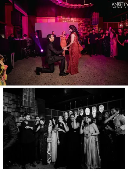 A romantic proposal during the reception and the happy reactions of the guests. We document both the main event and the surrounding emotions.