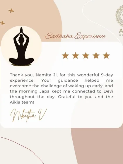 "Your guidance helped me overcome the challenge of waking up early." A student expresses her gratitude for the discipline and connection she found during our Navratri meditation.