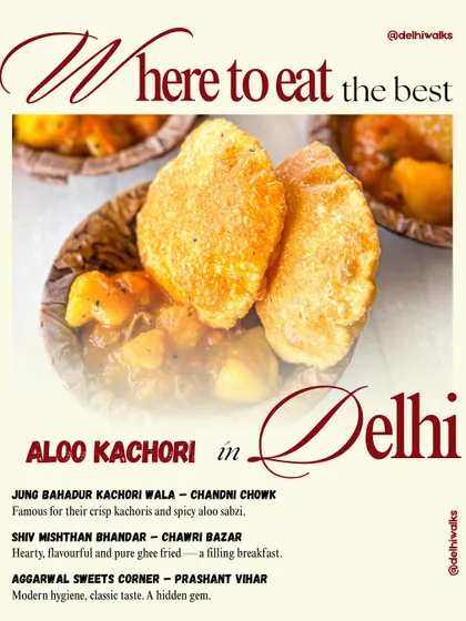Craving Aloo Kachori? This guide highlights the best spots, from Jung Bahadur in Chandni Chowk for its crisp kachoris to Aggarwal Sweets for a modern, hygienic take.