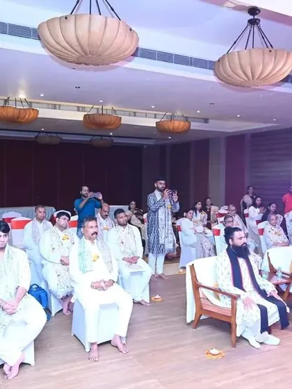 Participants seated in meditation during a session.