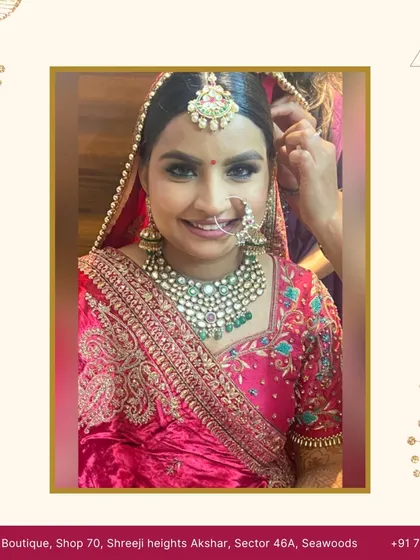 The final fitting is a moment of pure joy. This is one of my beautiful brides, radiant and happy in her unique customized blouse, handcrafted with care at my boutique for her wedding day.
