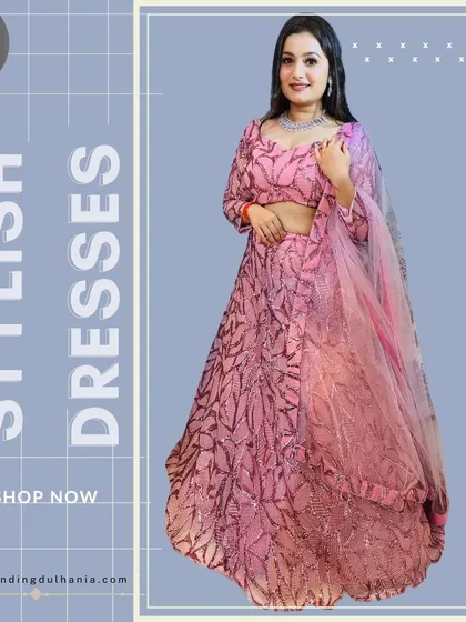 This pink sequin lehenga is all about glamour. The unique pattern and shimmering fabric make it a standout piece for any party.
