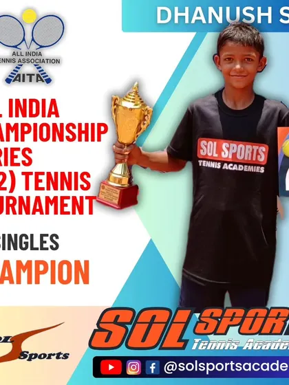 We congratulate our young and talented player Dhanush SM on winning the Boys U12 CS AITA Nationals Singles title at just 10 years old. An inspiring achievement.