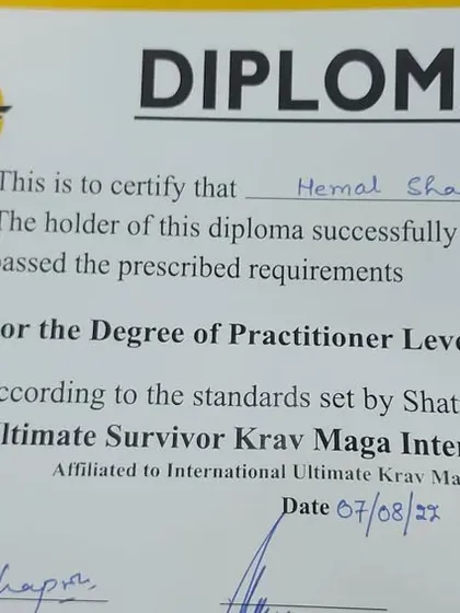 My diploma for Krav Maga Practitioner Level F-4.
