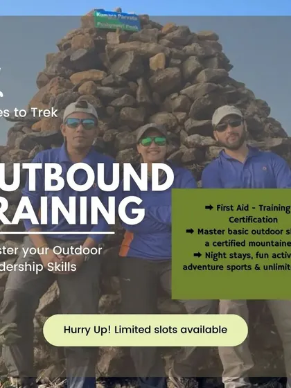 This graphic details the benefits of our Outbound Training, including first aid certification, outdoor skills training by a certified mountaineer, and more.
