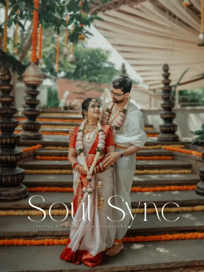 'Soul Sync'. A beautifully composed shot of the couple, perfectly capturing their connection and the aesthetic of their wedding.