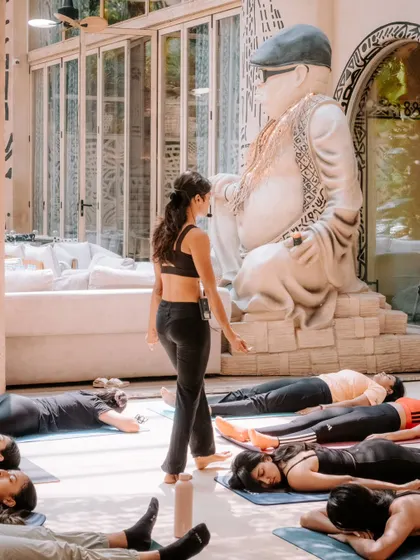 A moment of rest in Savasana in a stunningly beautiful space. The environment we practice in can have a huge impact on our experience.