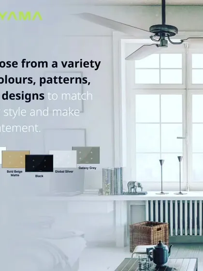 With Toyama products, you can choose from a variety of colors, patterns, and designs. This image showcases the available finishes, including Ivory White, Bold Beige Matte, Black, and Galaxy Grey, to make a style statement.