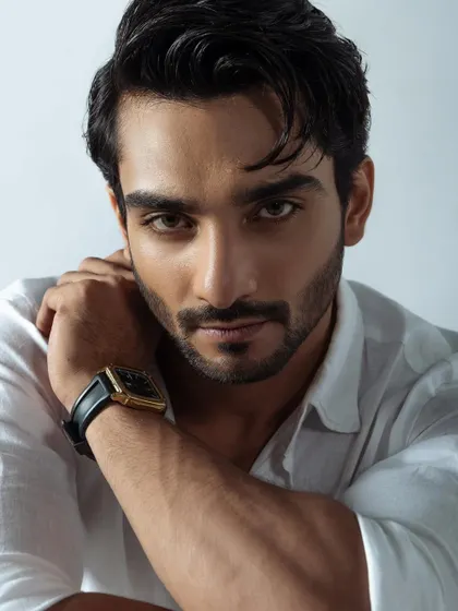 A great actor's portrait is about the eyes. This clean, minimal studio shot is designed to be a powerful headshot for casting, focusing entirely on presence and intensity.