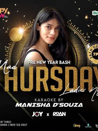 Another version of the flyer for the Pre New Year Bash at Happy Brew, featuring me as the karaoke host for the night.