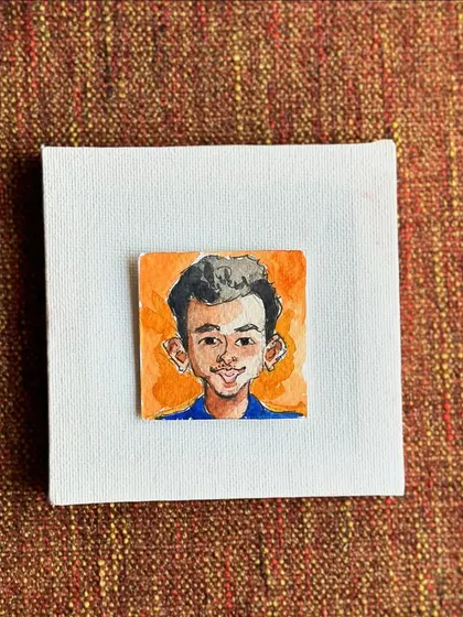 A flat lay of my mini Pratham portrait.