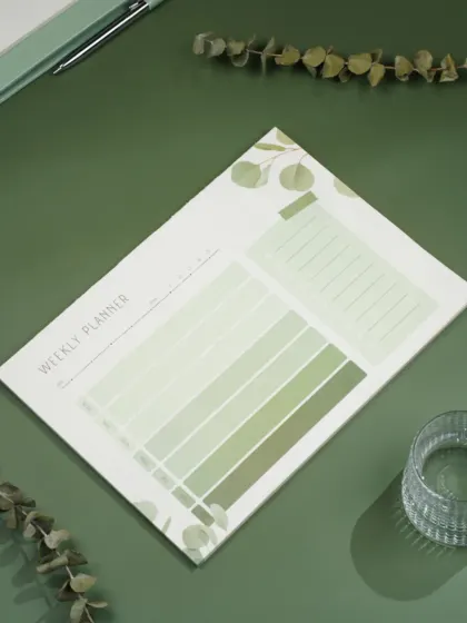 A collection of our work for stationery brands. These images feature a variety of products like planners, notepads, journals, and flash cards, styled in both professional and creative settings to showcase their versatility.