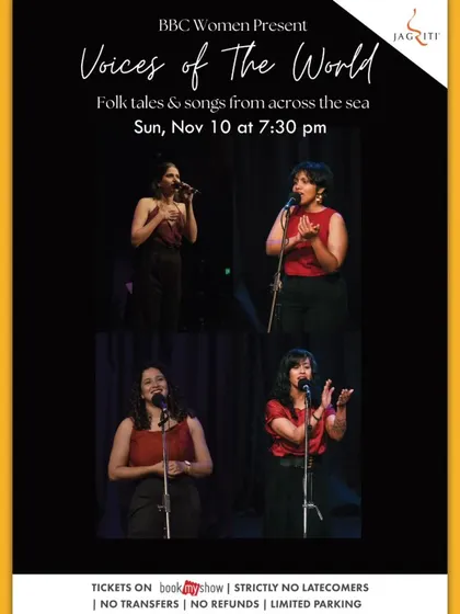 The poster for "Voices of The World," a performance of folk tales and songs from across the sea by the BBC Women choir.