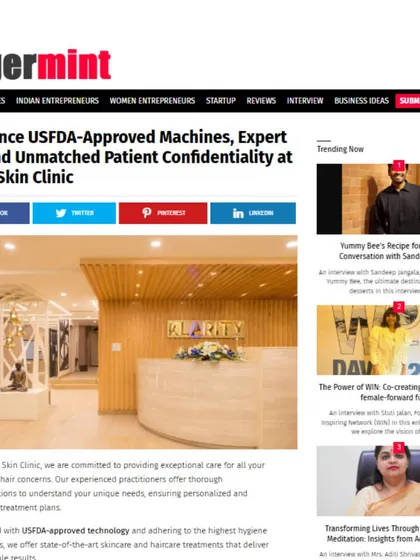 We were recently featured in Sugermint, which highlighted our use of USFDA-approved machines, my team's expertise, and our commitment to ethical, medically sound advice.