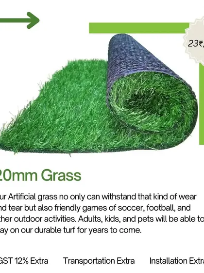 Our 20mm grass is built tough. It can handle wear and tear from soccer, parties, and pets, making it a great choice for active families.