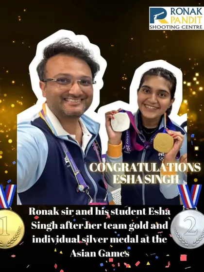Celebrating a double victory for Esha Singh at the Asian Games with a team gold and individual silver medal. Standing with her in this moment of triumph is a proud coaching moment that reflects our shared journey.