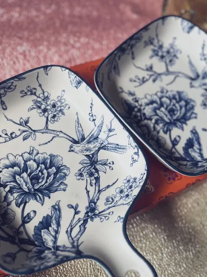 These beautiful blue and white ceramic platters were part of a curated Diwali hamper, blending utility with timeless design.