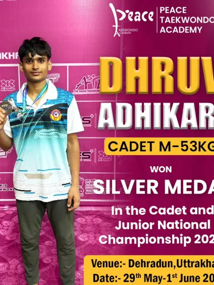 Congratulations to Dhruv Adhikari for securing a silver medal at the Cadet and Junior National Championship 2025. His hard work and talent are clear indicators of a bright future in the sport.