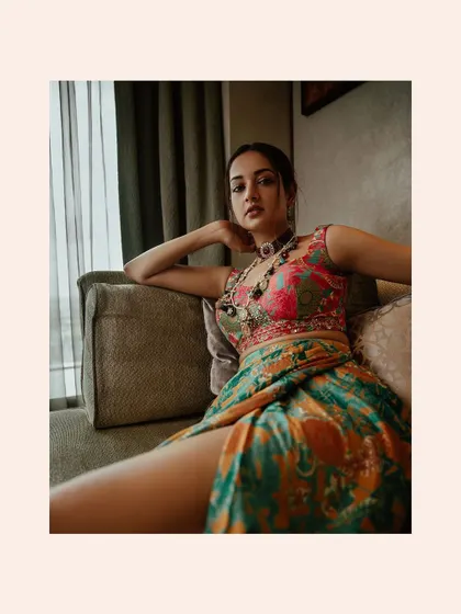 Another perspective of Shanvi's look, framed to feel like a candid moment.