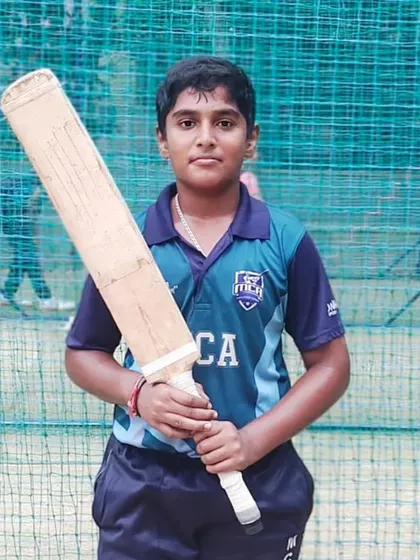 Jayan Samyog, a promising batsman who earned his selection for the KSCA U-16 zonals through consistent scoring.