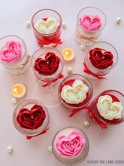 My full collection of 'Te Amo' jar candles for Valentine's Day. With red, white, and pink options, you can choose the perfect one to express your love.
