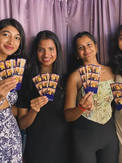 Four friends, four sets of photo strips. The perfect souvenir from a fun day at college.