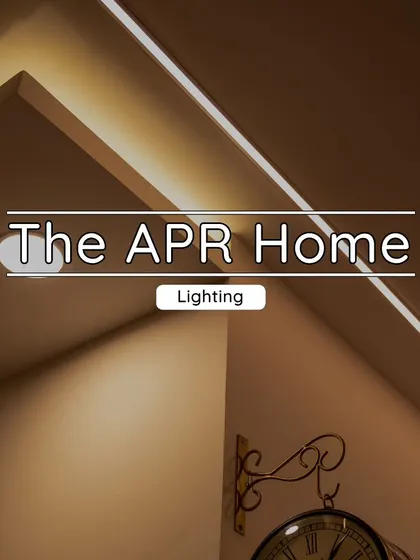 A title card for 'The APR Home' lighting project.