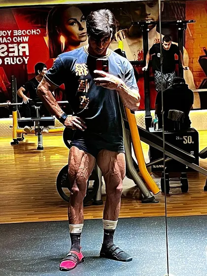 The more you sweat in practice, the less you bleed in battle. A shredded leg selfie showing the results of intense preparation.
