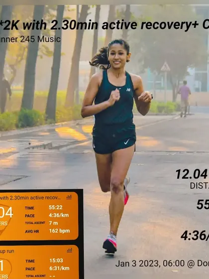 An interval workout with 2km repeats. It's not about the finish line, it's about enjoying the process. This session hit a 4:36/km pace.