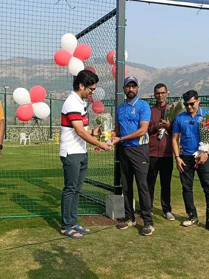 A special moment from our grand opening ceremony. Pravin Tambe is seen here with our coaching staff, officially inaugurating the academy.