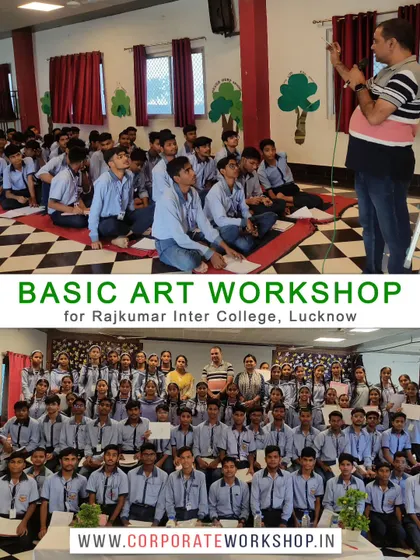 A group photo with the students after a successful Basic Art Workshop. Our goal is to inspire the next generation of artists by teaching them foundational skills.