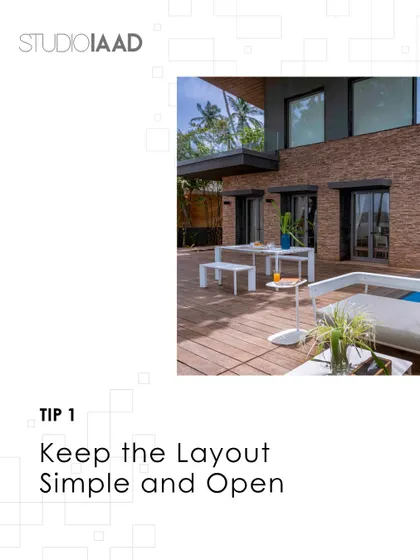 Tip 1 for low-maintenance holiday homes: Keep the layout simple and open. This promotes easy circulation and a sense of spaciousness.