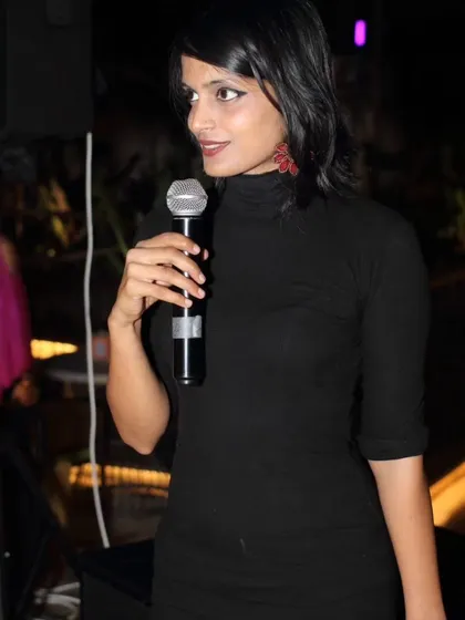 Speaking at a private event in Bangalore. Whether it's a large crowd or an intimate gathering, my focus is on clear voice modulation and delivery, skills I continuously work on since my theater days.