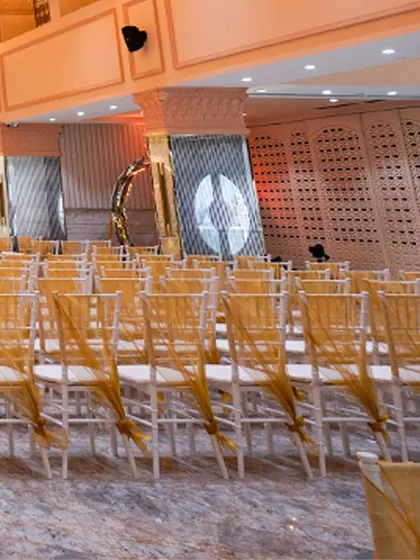 Another view of the seating inside our hall, highlighting the clean lines and spacious arrangement that ensures guest comfort.