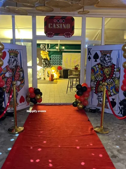 A duplicate of the grand Casino Night entrance, ready to welcome guests to a night of fun and games.