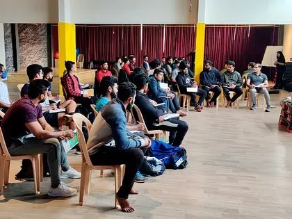 An overview of one of our weekend classroom sessions. Students are engaged and focused as we cover the foundational science behind personal training.