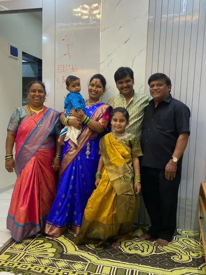 The complete Pingulkar family celebrating their new home. It's a joy to see multiple generations come together in a space we've created.