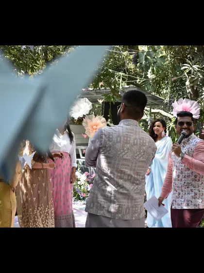 A candid shot from behind, showing my interaction with the guests.