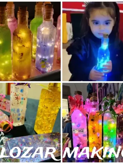 Our Gilozar making station is a unique and creative activity. Children get to decorate bottles with lights and glitter, creating a beautiful keepsake to take home from the party.