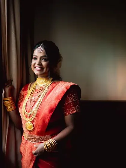 A beautiful bridal portrait using natural window light to create a soft and classic look.