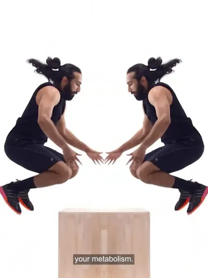 A mirrored image from the Ultrahuman shoot, creating a cool visual effect of the box jump.