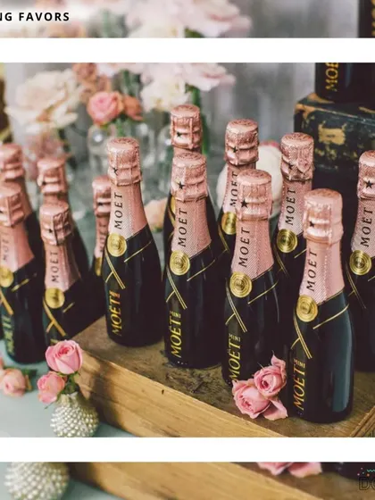 For a wedding favor that guests will truly appreciate, I offer these personalized mini Moët & Chandon champagne bottles. They add a touch of luxury and serve as a perfect keepsake from your special day.