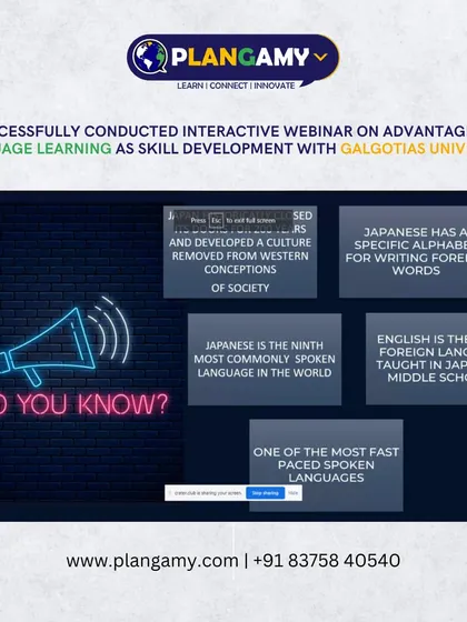 A "Did You Know?" slide from our university webinar, sharing interesting facts about the Japanese and English languages to engage the audience.
