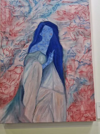 An artwork by Sinal Bajaj exploring themes of feminine independence, featured at our World Art Dubai exhibit.